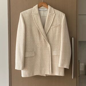 Iro Paris Dugong boucle tweed oversized blazer jacket ecru cream white